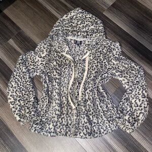 Bobeau Black and Cream Fleece Hoodie